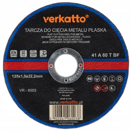 Tarcza do metalu 125x1.0 VR-6003 Verkatto -zdjęcie numer 1