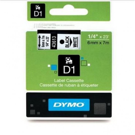 Taśma drukarki DYMO D1 - 6mm x 7m czarny / biały -zdjęcie numer 1