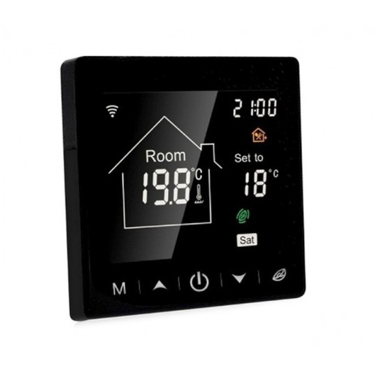 Termostat pokojowy, cyfrowy LCD WIFI Czarny M2 -zdjęcie numer 1