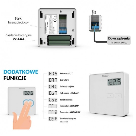 Termostat ST294 v1 Tech bateryjny NO/NC -zdjęcie numer 2