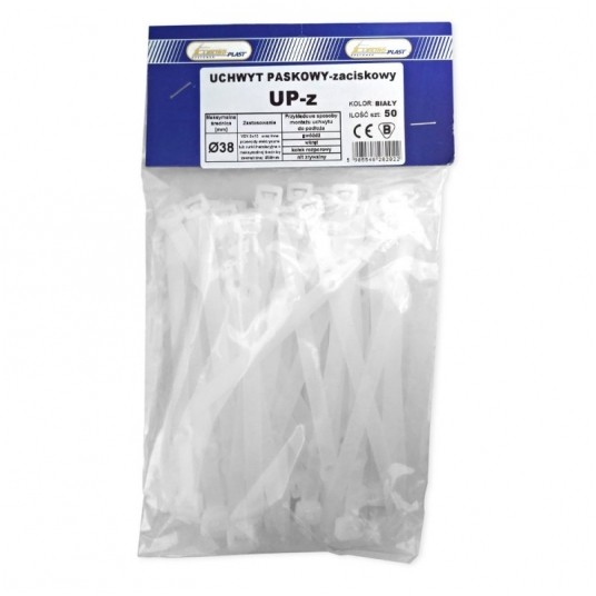 Uchwyt paskowy przewodu UPZ-38 op.50szt. biały -zdjęcie numer 1