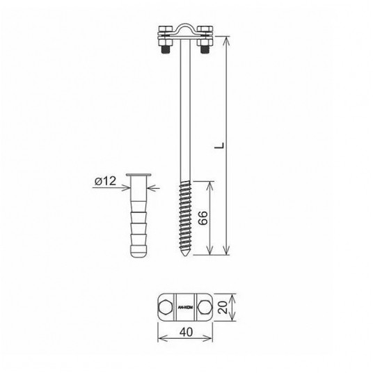 Uchwyt z kołk.rozp.śruba M12 L=30cm B-25mm -zdjęcie numer 2