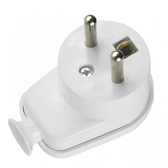 Wtyczka kątowa WB-6 2P+Z 16A biała 230V -zdjęcie numer 1