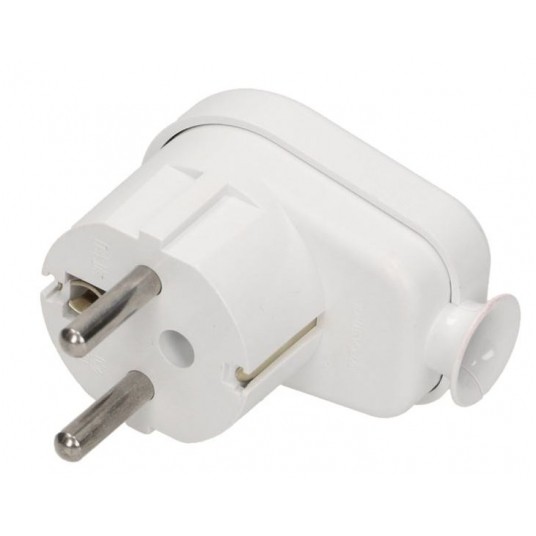 Wtyczka kątowa WT-16U UNI-SCHUKO 16A biała 250V -zdjęcie numer 1