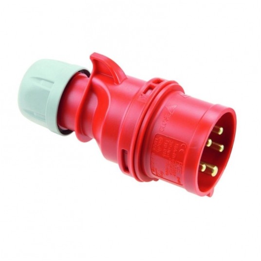 Wtyczka siłowa 16A 5P 400V czerwone IP44 SHARK -zdjęcie numer 1