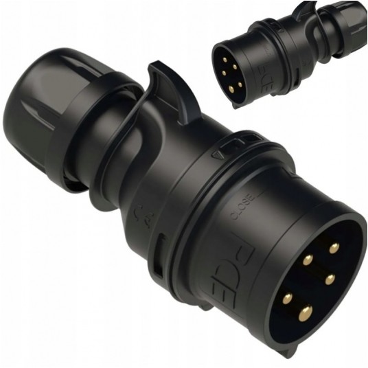 Wtyczka siłowa przenośna 32A 5P 400V IP44 czar PCE -zdjęcie numer 1