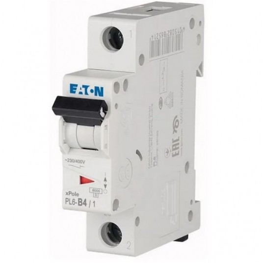 Wyłącznik nadprądowy B4A PL6-B4/1 1P 1-faz 4A -zdjęcie numer 1