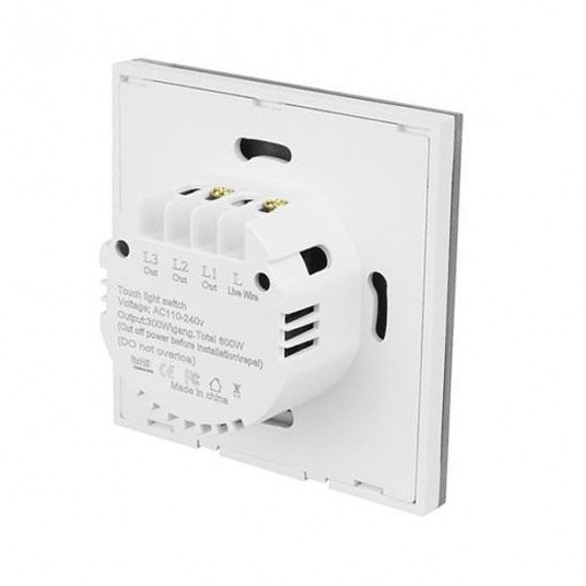 Wyłącznik światła dotykowy podwójny szklany biały -zdjęcie numer 2