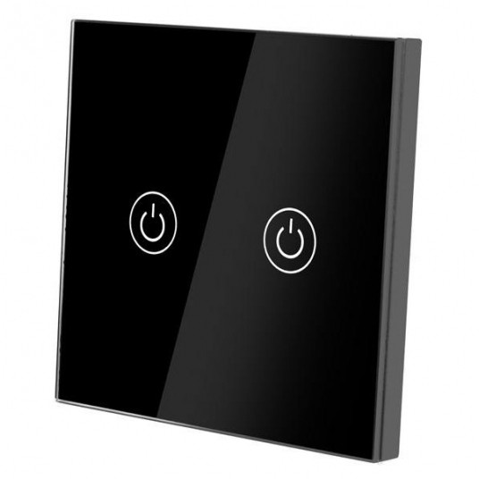 Wyłącznik światła dotykowy podwójny szklany czarny -zdjęcie numer 1