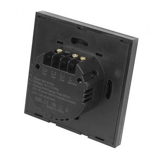 Wyłącznik światła dotykowy podwójny szklany czarny -zdjęcie numer 2