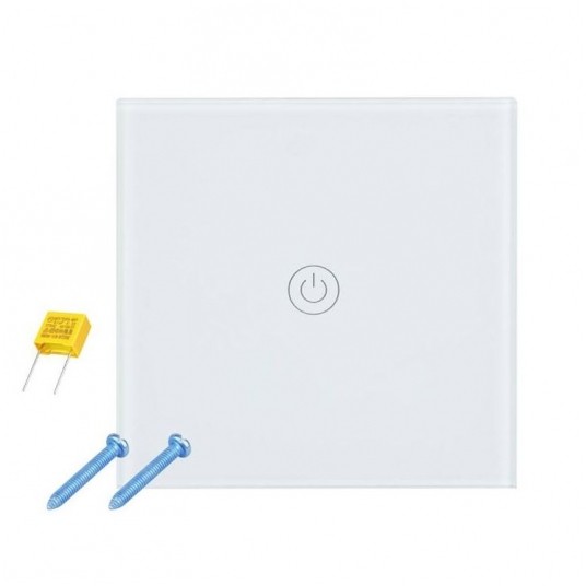 Wyłącznik światła dotykowy pojedyncz szklany biały -zdjęcie numer 2