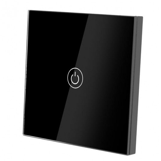 Wyłącznik światła dotykowy pojedyncz szklany czarn -zdjęcie numer 1