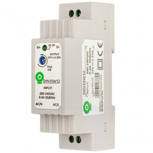 Zasilacz 12V DIN15W12 15W na szynę DIN reg -zdjęcie numer 1