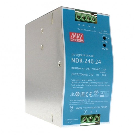 Zasilacz 24V DC NDR na szynę DIN 240W MEAN WELL -zdjęcie numer 1