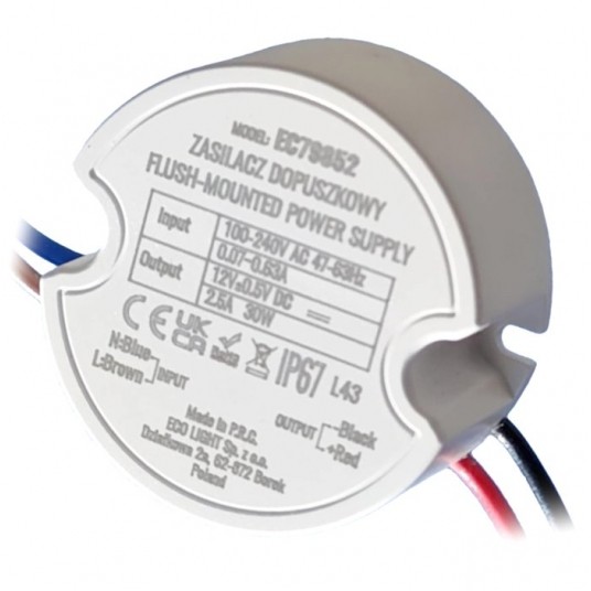 Zasilacz LED 24V 30W 1,25A 12V IP67 dopuszkowy -zdjęcie numer 1