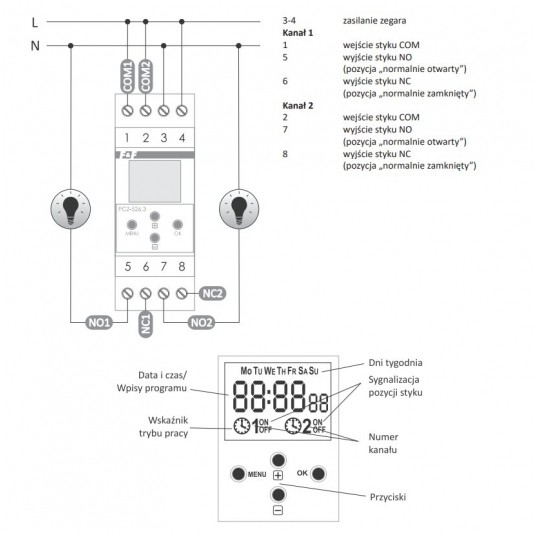Zegar sterujący PCZ-526.4 astronomiczny 2-kan. -zdjęcie numer 3