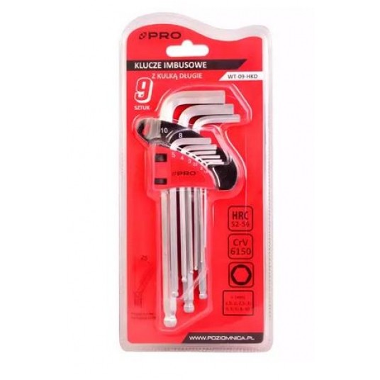 Zestaw 9 szt. kluczy hex WT-09-HKD -zdjęcie numer 1