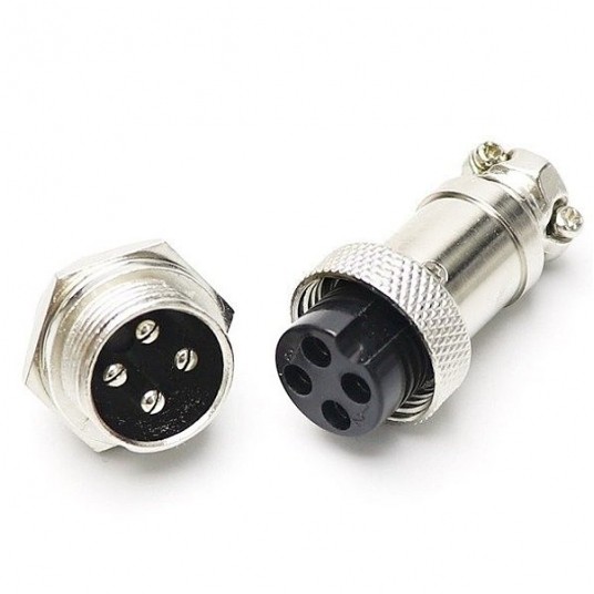 Złącze przemysł. skręcane GX12-4 pin wtyk gniazdo -zdjęcie numer 1