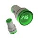 Kontrolka LED 220V zielona 22mm z miernikiem nap. -zdjęcie numer 1