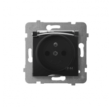 Aria Gniazdo bryzgoszczelne z/u IP44 czarny metali