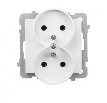 AS Gniazdo podwójne z/u białe OSPEL