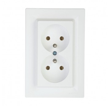 ASFORA Gniazdo podwójne z ramką z/u białe