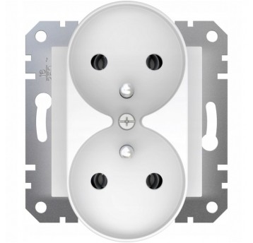 ASFORA Gniazdo sieciowe bez ramki 2X2P+Z BIAŁE