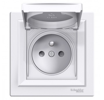 ASFORA Gniazdo sieciowe poj. 2P+Z BIAŁE IP44