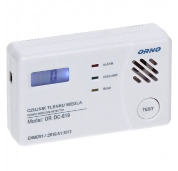 Czujnik tlenku węgla czadu ORNO bater.z wyśw LCD