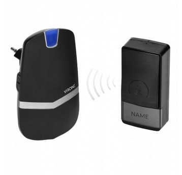 Dzwonek bezprzew.230V LAXAN AC czarny bezbat.