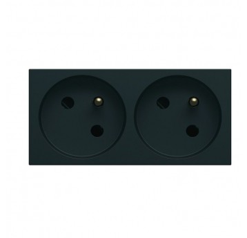 GALLERY Gniazdo z uziem.podwójne 2x2P+E 16A czarne