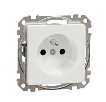 Gniazdo poj. z uziem (2P+PE) białe, Sedna Design