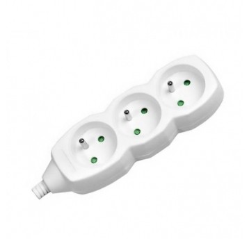 Gniazdo przedłużacza 3 gn.z uziem. 16A 230V białe