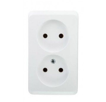 Gniazdo sieciowe PRIMA 2x2P BIAŁE 16A IP20