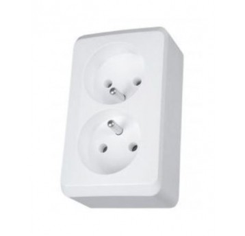 Gniazdo sieciowe PRIMA 2x2P+Z BIAŁE 16A IP20