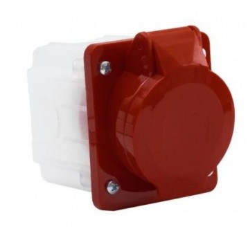 Gniazdo siłowe 32A 4P tablicowe skośne z puszką