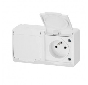 HERMES Gniazdo GNT 0322-02 podwój..herm.IP44 białe