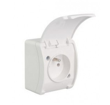 KOALA Gniazdo poj.2P+Z IP44 białe z klapką n/t