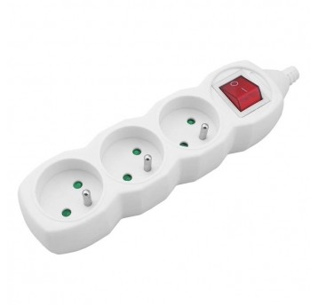 Listwa 3 gn. z uziem. i wyłącznikiem biała