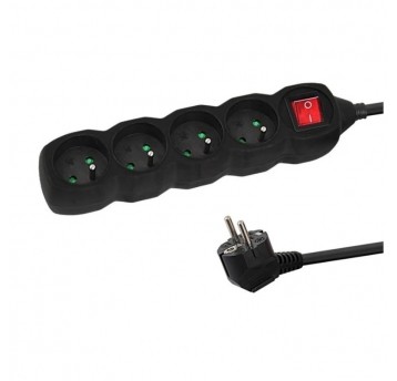 Listwa 4 gn. z uziemieniem i wyłącznikiem czarna