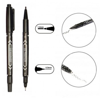 Marker dwustronny 0.5/1.0mm czarny permanentny