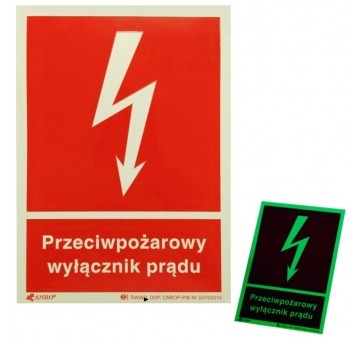 Naklejka fotoluminesc. Przeciwpoż. wyłącznik prądu