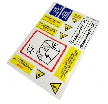 Naklejka ostrzegawcza A4 zestaw 11 elem. do PV