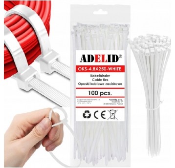 Opaska kablowa 250x4.8mm biała 100szt.