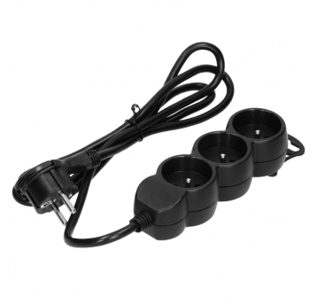 Przedłużacz 3 gniazda 2P+Z 3x1mm 3m płaska czarny