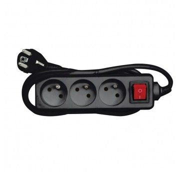 Przedłużacz 3 gniazda z uziemieniem 1,5m czarny