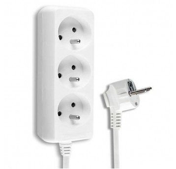 Przedłużacz 3 gniazda z uziemieniem 3m biały