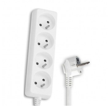 Przedłużacz 4 gniazda z uziemieniem 1,5m biały+wył