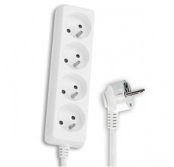 Przedłużacz 4 gniazda z uziemieniem 5m biały + wył