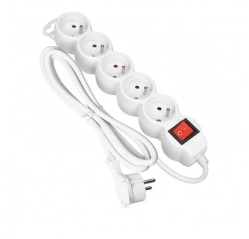 Przedłużacz 5 gniazd 5x2P+Z 1,5m 3x1,5 biały